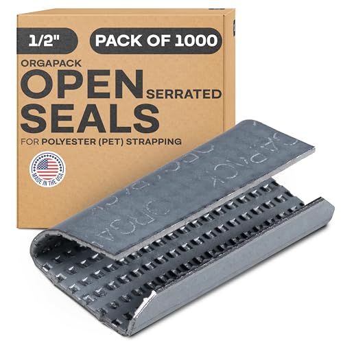 IDL Packaging Orgapack Open Serrated Seals for 1/2" Polyester (PET) Strapping, Pack of 1000 - USA-Made Superior Holding Power Metal Clips for Banding, Packing - Orgapack Patented Serrated Pattern - color: Pack of 1000, size: 1/2" Orgapack Premium