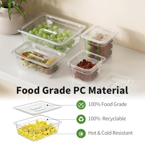 1/2 4'' 6 Pack Plastic Food Pans With Lids - color: 1/2 4"6 Pack