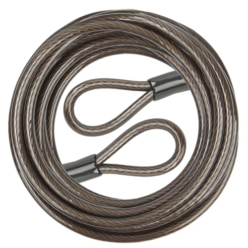 Security Cable with Loops, 10MM Heavy Duty Lock Cable, 4FT 7FT 10FT 15FT 25FT 30FT Vinyl Coated Rust-Proof Flexible Steel Bicycle Security Cable for Motorcycle, Furniture, Gates (Black, 25FT) - size: 25FT