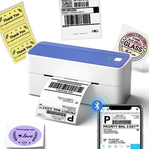 Phomemo Bluetooth Thermal Label Printer, 241BT Label Printer & 20Pcs Labels - color: Blue