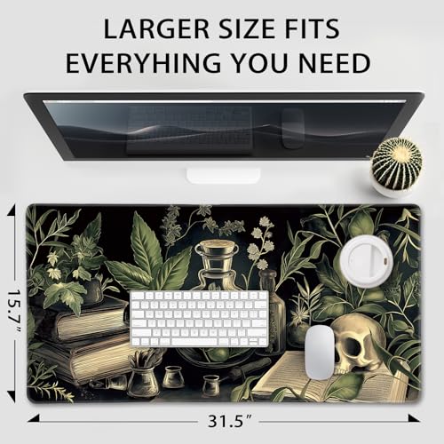 Gothic Dark Botanical Large Gaming Mouse Pad Desk Mat 31.5"x15.7" - color: Gothic Dark Botanical