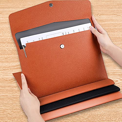 VANRA 1 Piece PU Leather Envelope File Folders Holder A4 Paper Organizer - color: Brown