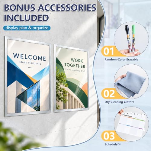 6-Pack Magnetic Sign Holder, 8.5×11 Sliver Magnetic Paper Holder - color: Silver, size: 8.5x11 - 6 Pack