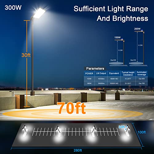 ledmo 300W LED Parking Lot Light 36000LM 5000K Adjustable Slip Fit Mount - size: Big/300/Slip Fit