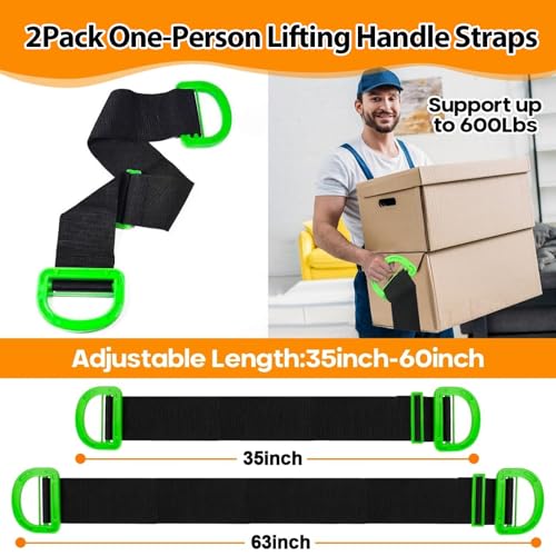 Furniture Moving Lifting Straps for 2 Movers and Handle Strap