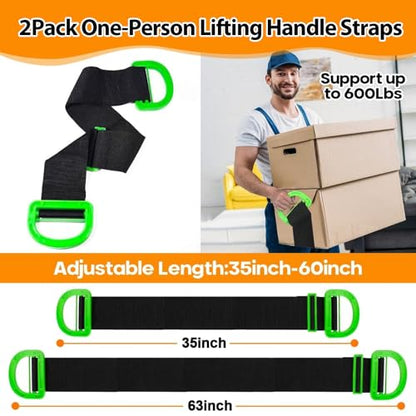 Furniture Moving Lifting Straps for 2 Movers and Handle Strap