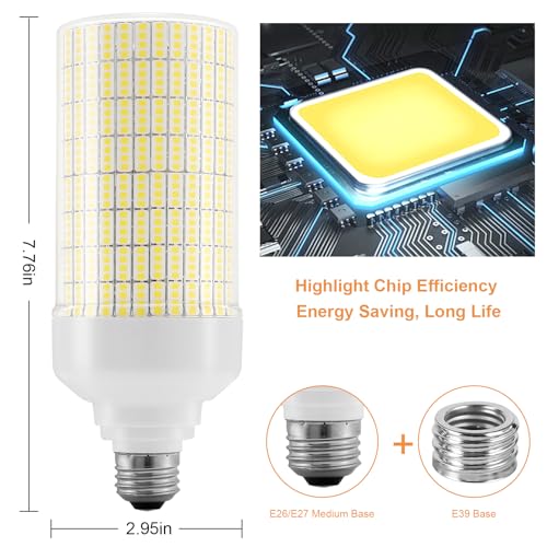 RIUVAO 800W Equivalent LED Corn Bulb, Led Corn Light Bulbs 12000 Lumen 5000K Daylight White Led Bulb,E26/E39 Medium Mogul Base,2-Pack 80W Large Area Light Bulbs for Outdoor Indoor Garage Warehouse - color: 80w Cool Light