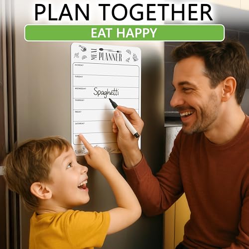 Dry Erase Magnetic Meal Planner for Refrigerator A4 (8.5x12 inch) - Magnet Weekly Menu Board for Fridge - Magnetic Menu White Board - Fridge Meal Planner Magnet - Dinner Meal Planner Dry Erase Board - size: White 8.5"W x 12"H