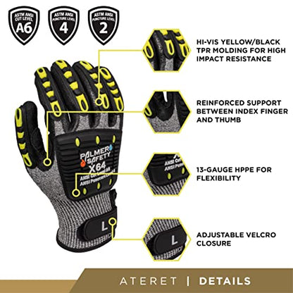 ATERET General Utility Work Gloves, Cut & Impact Protection, Lightweight & Breathable, All-Purpose Performance Fit, Durable - size: Medium (Pack of 1)
