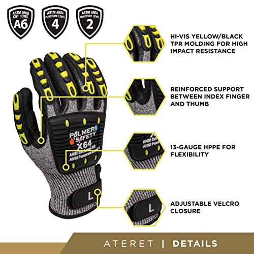 ATERET General Utility Work Gloves, Cut & Impact Protection, Lightweight & Breathable, All-Purpose Performance Fit, Durable - size: Medium (Pack of 1)