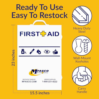 MFASCO 4 Shelf Workplace First Aid Kit | Class B 2021 OSHA/ANSI Compliant - size: 4 Shelf, style: Standard ANSI/OSHA