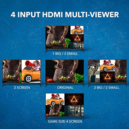 OREI 4x1 Out Quad Screen Multiviewer 1080p 3.5mm/Analog IR Remote HDMI 1.4