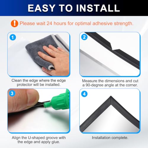 PATIKIL U Channel Rubber Edge Trim 8.2Ft Long for 3/64"–5/64" Thick Edge - size: 8.2Ft L x 13/64" W, 5/64" Slot