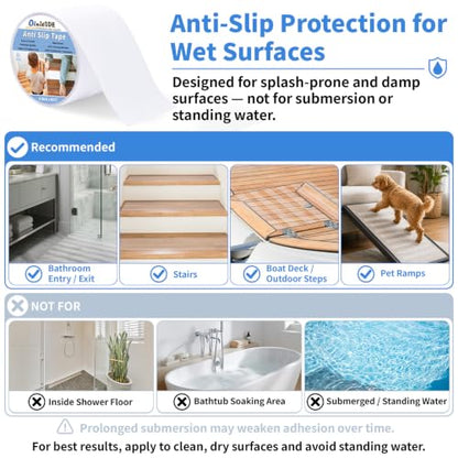 Oleitodh Clear Non-Slip Tape, 4In x 60Ft, Transparent Safety Grip - color: Clear, size: 4 in x 60 ft