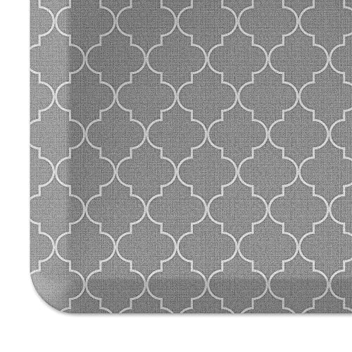 NewLife by GelPro Anti-Fatigue Designer Comfort Kitchen Floor Mat, 20x32”, Trellis Grey Resistant Surface with 3/4” Thick Ergo-Foam Core for Health and Wellness - color: Trellis Grey, size: 32"L x 20"W x 0.8"Th