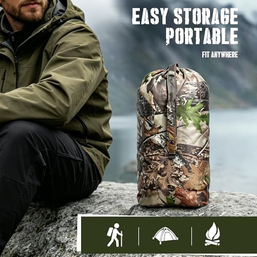 Lenotos Woobie Blanket, Thermal Insulated Military Poncho Liner, Water-Resistant, Portable, Insulation, for Hiking, Survival with Compression Carry Bag (Tree Camo Bionic) - color: Tree Camo Bionic