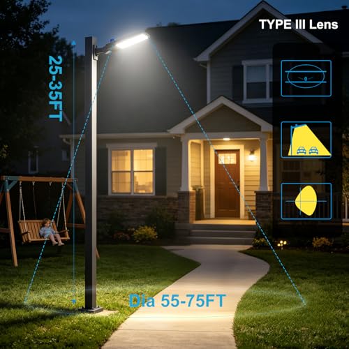 Lightdot 240W(240x1W LED) Parking Lot LED Lights 60000Lm LED Pole Lights Outdoor with Smart Photocell 5000K ETL IP65 Parking Lot Light Commercial for Height 30~40Ft Yard,Driveway,Stadium,Roadway-4Pack