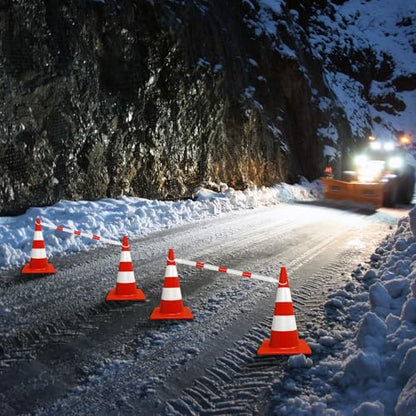 Huwena 12 Pcs Retractable Safety Traffic Cone Bar Length from 4 to 7.2ft