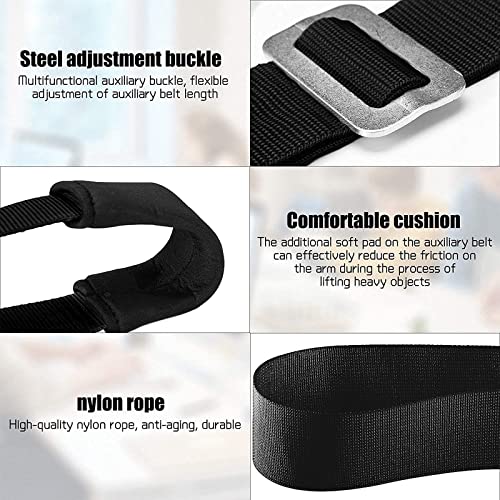 MORDEN MS Adjustable Moving Straps, 2-Person Shoulder Lifting and Moving System for Carry Furniture, Appliances, Mattresses, Heavy Objects up to 800 lbs(Black), 50.05''-104.3'', (VR-3UP6-CIA7) - color: Black