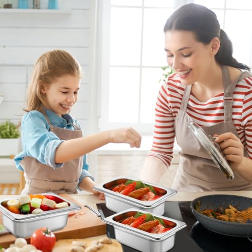 Maxcheck 12 Pack 1/9 Size Stainless Steel Hotel Pans with Lid, 2.5'' Deep
