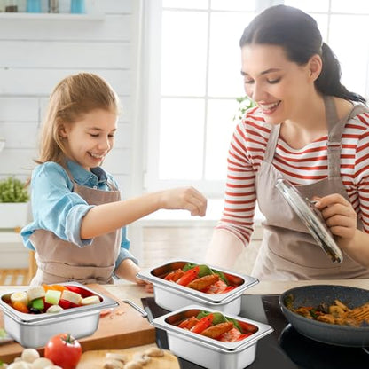 Maxcheck 12 Pack 1/9 Size Stainless Steel Hotel Pans with Lid, 2.5'' Deep