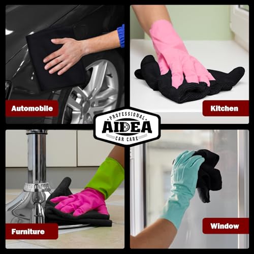 AIDEA Microfiber Cleaning Cloth Black 50PK, Cleaning Rags 12×12" - color: Black, size: 50PK