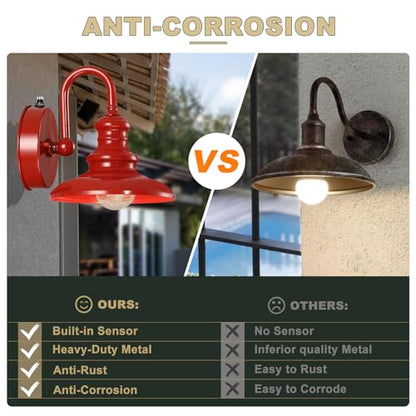 LONEDRUID Dusk to Dawn Sensor Outdoor Gooseneck Barn Light Fixture Red - color: Red