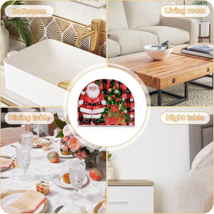 Buffalo Check Santa Napkin Holder for Table Acrylic Tissue Dispenser - color: Buffalo check pattern Santa Claus