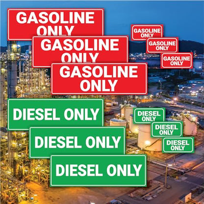 (12 Pack) Diesel Only Sticker & Gasoline Only Sticker Sign