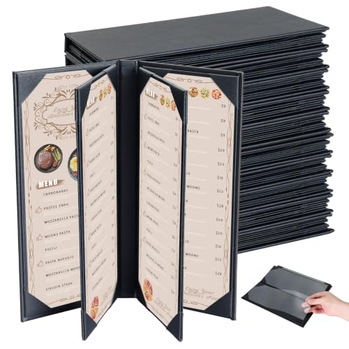10pcs 6 View Restaurant Menu Covers 4.25 x 11" with PVC Cover - size: 10 pcs/4.25 x 11"/6 views