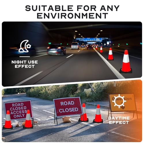 (Set of 6) CJ Safety 18" Black Base Orange PVC Traffic Safety Cones with 6' Reflective Collar (6 Cones) - size: 6 Cones