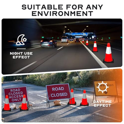 (Set of 6) CJ Safety 18" Black Base Orange PVC Traffic Safety Cones with 6' Reflective Collar (6 Cones) - size: 6 Cones