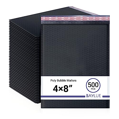 Small Black Bubble Mailers 4x8, Poly Padded Envelopes #000, 500 Pack - color: Black, size: 4"x8" / 500 Pack