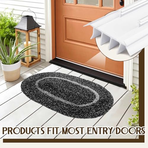 Pushglossy 2 Pcs Kerf Style Door Bottom Seal with Vinyl Fins, White - color: White, size: Kerf Style