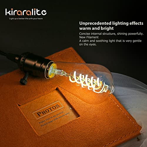 6 Pack ST19 ST58 Edison Bulb, Vintage LED Filament Bulb,Softy White 2700K, Antique Flexible Spiral LED Filament Light Bulb, Dimmable 600LM, 6W Equivalent to 60W, E26 Base,Clear Glass