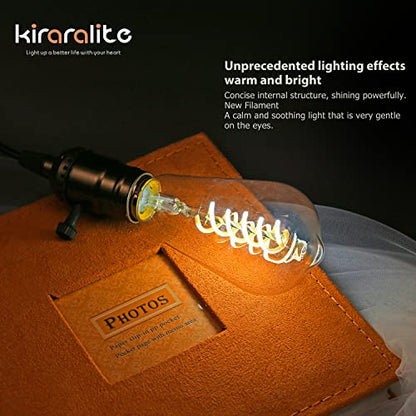 6 Pack ST19 ST58 Edison Bulb, Vintage LED Filament Bulb,Softy White 2700K, Antique Flexible Spiral LED Filament Light Bulb, Dimmable 600LM, 6W Equivalent to 60W, E26 Base,Clear Glass