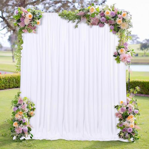 MEETSKY White Backdrop Curtains,Photo Birthday Backdrop,5ft x 10ft,2 Panels - color: White, size: 60"W x 120"L (Pack of 2)