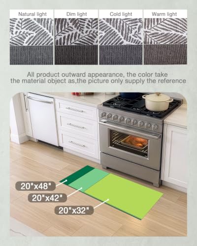 LUMI Anti Fatigue Mats for Kitchen Floor Extra Thick Cushioned, 20x32 - color: Leaf Grey, size: 1'8" x 2'8" (Rectangular)