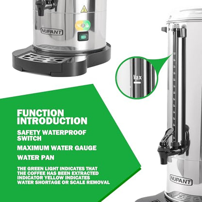 NUPANT Commercial Coffee Urn 50 Cup/8L Coffee Dispenser with Upgraded Percolator, Double Wall 304 Stainless Steel Hot Water Urn Beverage Dispenser, Keep Warm Large Coffee Maker for Catering Party - size: 50 Cup / Double Wall