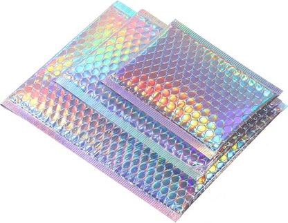 Outus 50 Pcs Bubble Mailers 3 Sizes, Bubble Shipping Envelopes, Rainbow - color: Rainbow Color