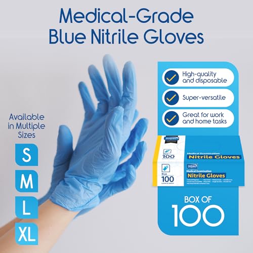 Inspire Blue Nitrile Disposable Gloves | 4.5 Nitrile Disposable Safety Medical Cooking Cleaning Gloves - size: X-Large