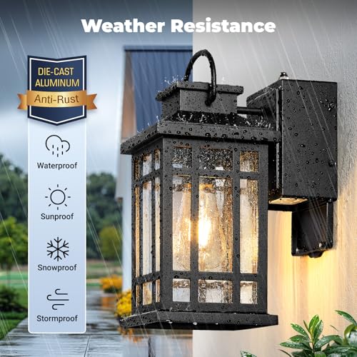 Outdoor Wall Light Fixtures with GFCI Outlet, Black 2-Pack - color: Black, size: D2D 2-Pack
