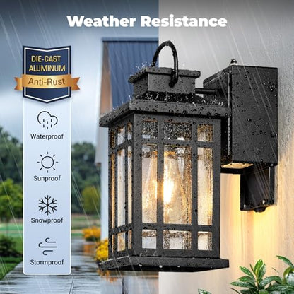 Outdoor Wall Light Fixtures with GFCI Outlet, Black 2-Pack - color: Black, size: D2D 2-Pack