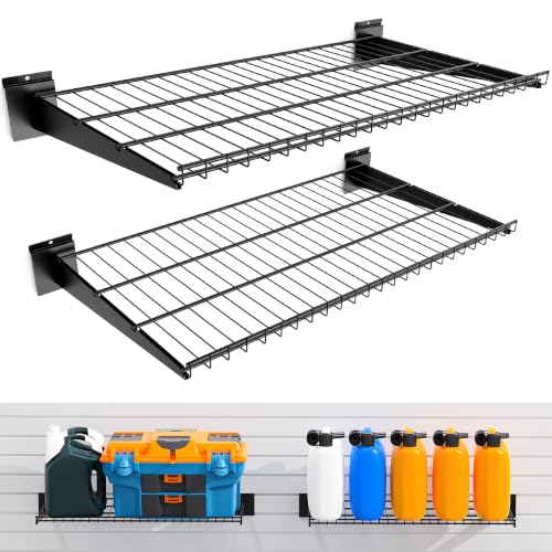 2 Pack Metal Slatwall Shelves 24X16.5 Inch, Black - color: Black, size: L2PC