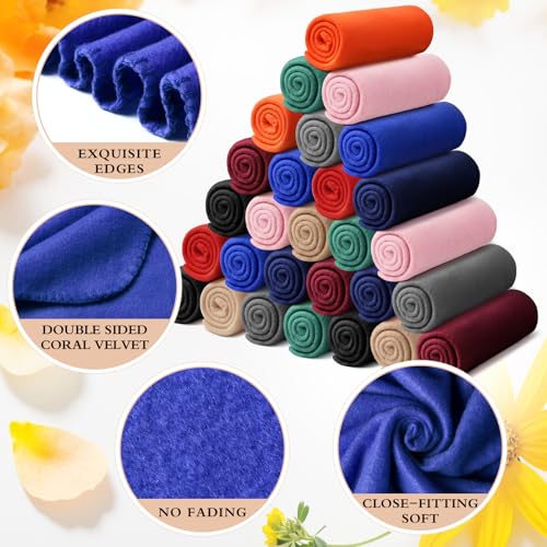 Kinlop 60 Packs Fleece Throw Blanket Bulk 60x50 Inch Soft Warm - color: Trendy Color