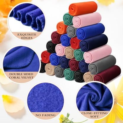 Kinlop 60 Packs Fleece Throw Blanket Bulk 60x50 Inch Soft Warm - color: Trendy Color