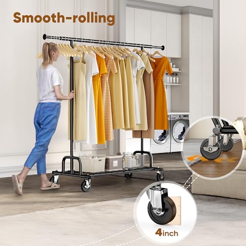 HOKEEPER Clothes Rack Collapsible Clothing Rack Capacity 525LBS Black - color: Black, size: 22"D x 75"W x 71"H