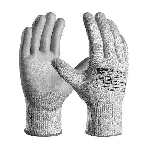 COOLJOB 12/120 Pairs Cut Resistant Work Gloves PU Coating, ANSI A2 A4 A6 A9 - size: Xlarge (Pack of 120)