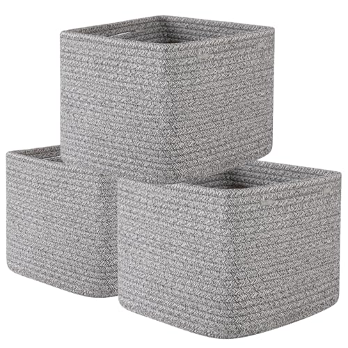 OIAHOMY 3 PACK Cube Storage Bins Storage Baskets Shelf Bins Grey - color: Grey