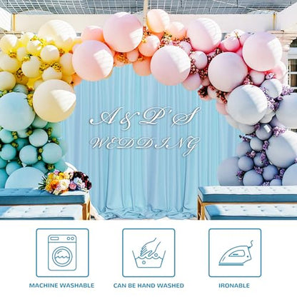 MEETSKY Blue Backdrop Curtains,Birthday Backdrop Drapes,5ft x 7ft,2 Panels - color: Light Blue, size: 60"W x 84"L (Pack of 2)